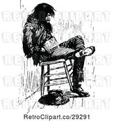 Vector Clip Art of Vagrant Guy in a Chair by Prawny Vintage