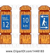 Vector Clip Art of Wooden Hiking Mile Marker Signs by Patrimonio