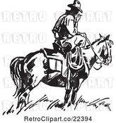 Vector Clip Art of Wrangler Cowboy Smoking on a Horse by BestVector