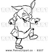 Vector Clipart of a Retro Black and White Pig Throwing a Tantrum by Prawny Vintage