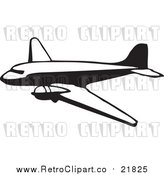 Vector Clipart of a Retro Black and White Plane by BestVector