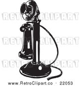 Vector Clipart of a Retro Candlestick Phone by BestVector