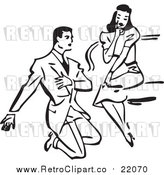 Vector Clipart of a Retro Man Proposing to a Woman by BestVector