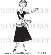 Vector Clipart of a Retro Woman Presenting with Both Arms by BestVector