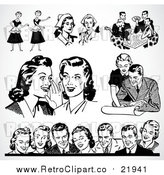 Vector Clipart of Different Scenes of Retro People by BestVector