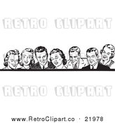 Vector Clipart of Retro Men and Women in Black and White by BestVector
