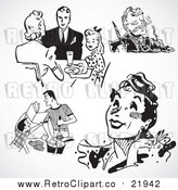 Vector Clipart of Retro People and Food by BestVector