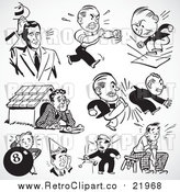 Vector Clipart Retro Black and White Upset and Mad Businessmen by BestVector