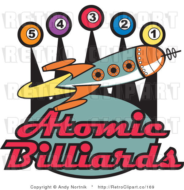 Clip Art Atomic Billiards Rocket Sign Royalty Free Retro Vector