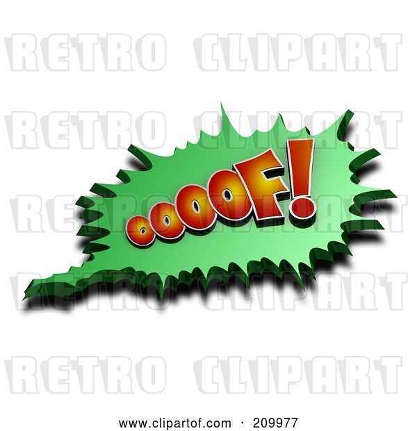 Clip Art of Retro 3d OOOOF Comic Cloud with a Shadow