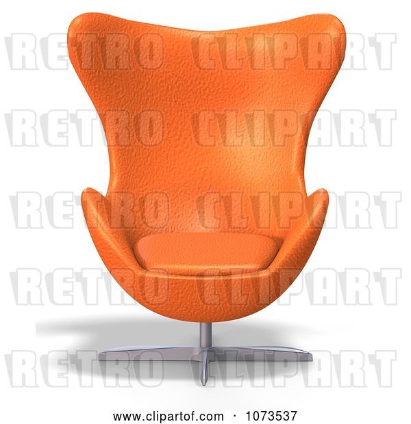 Clip Art of Retro 3d Orange Egg Chair 2
