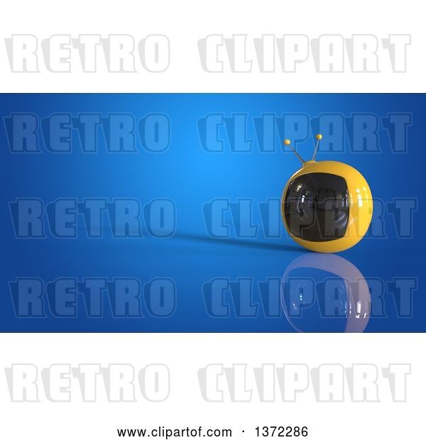 Clip Art of Retro 3d Tv on a Blue Background