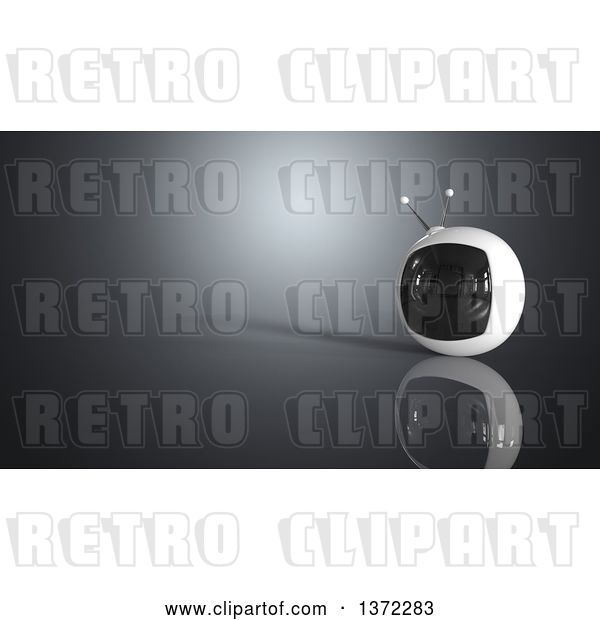 Clip Art of Retro 3d Tv on a Gray Background with Text Space