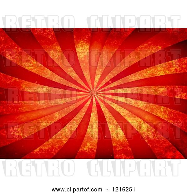 Clip Art of Retro Background of Red Rays and Distressed Texture