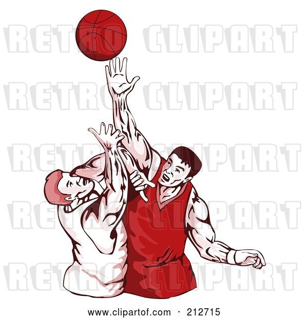 Clip Art of Retro Basketballers Playing
