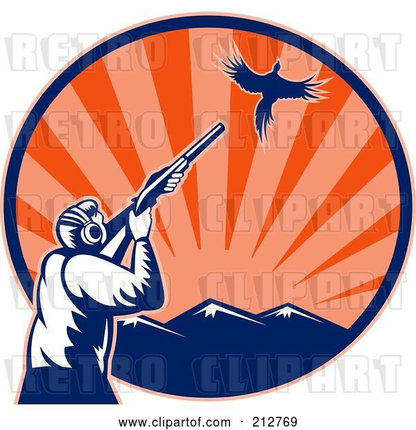 Clip Art of Retro Bird Hunter Logo