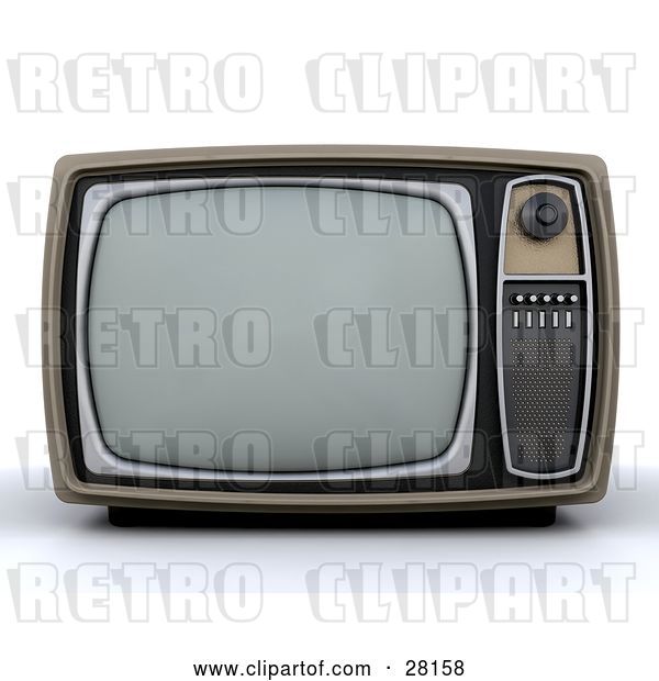 Clip Art of Retro Box TV with a Control Panel on the Side