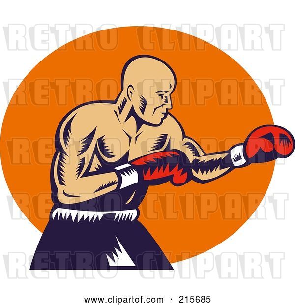 Clip Art of Retro Boxer Throwing Jabs