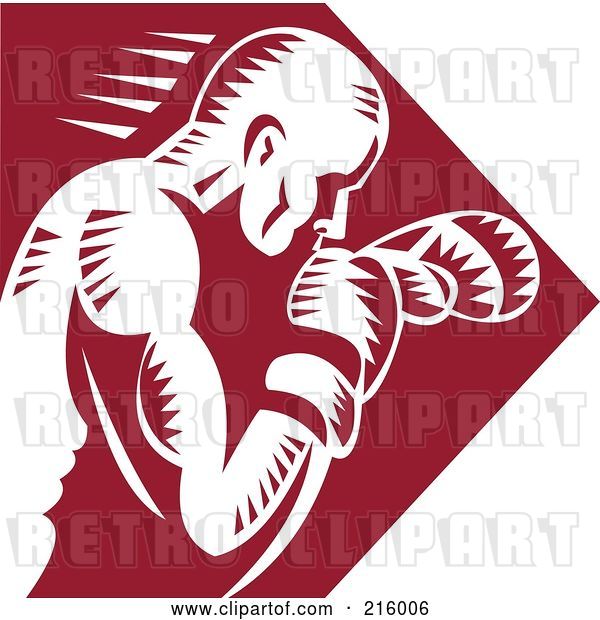 Clip Art of Retro Boxer Throwing Punches