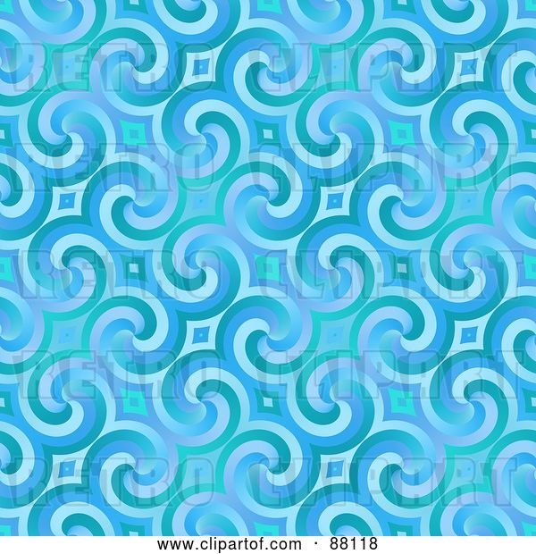 Clip Art of Retro Bright Shiny Blue Swirl Background