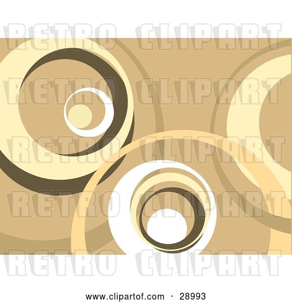 Clip Art of Retro Brown, Tan and White Background of Large Circles