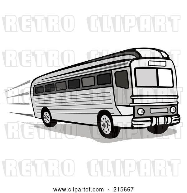 Clip Art of Retro City Bus - 3