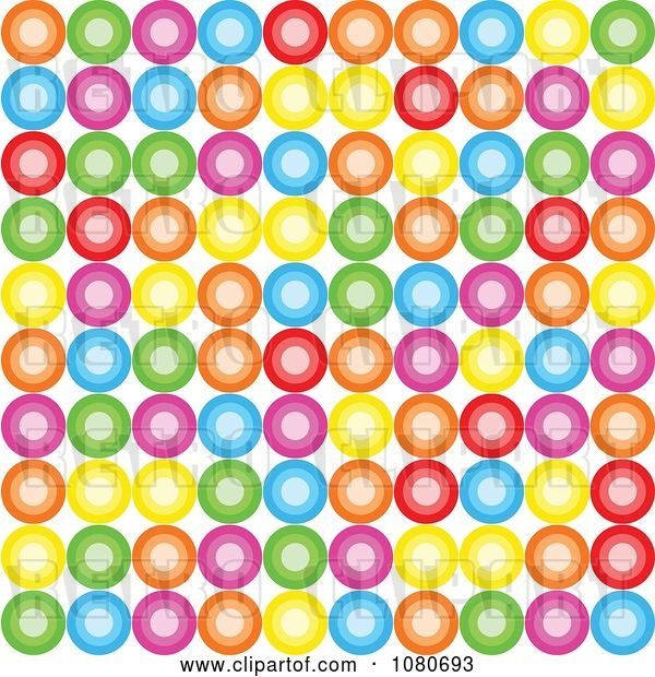 Clip Art of Retro Colorful Circle Background over White