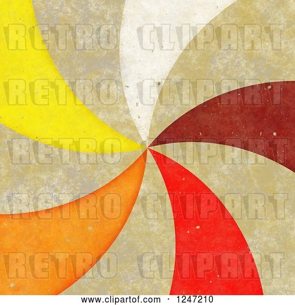 Clip Art of Retro Colorful Spiraling Rays and Grunge Background