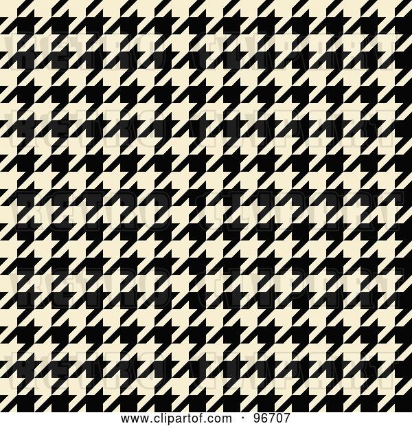 Clip Art of Retro Cream and Black Tight Seamless Houndstooth Pattern Background