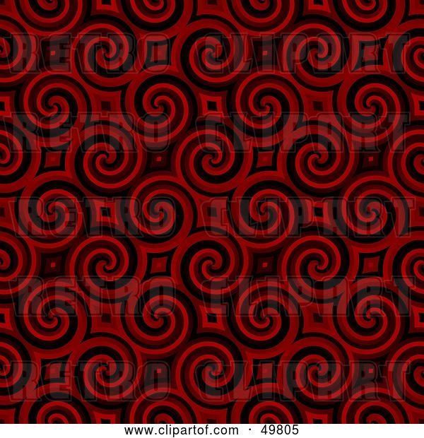 Clip Art of Retro Deep Red Spiral Background Pattern