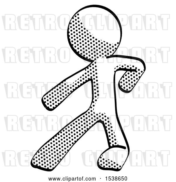 Clip Art of Retro Design Mascot Guy Karate Defense Pose Left