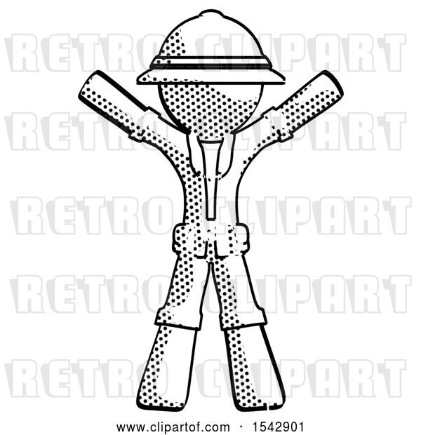 Clip Art of Retro Explorer Guy Surprise Pose, Arms and Legs out