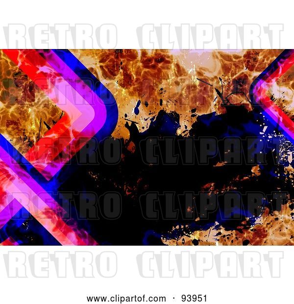 Clip Art of Retro Funky Background of Fire, Splatters and Curves