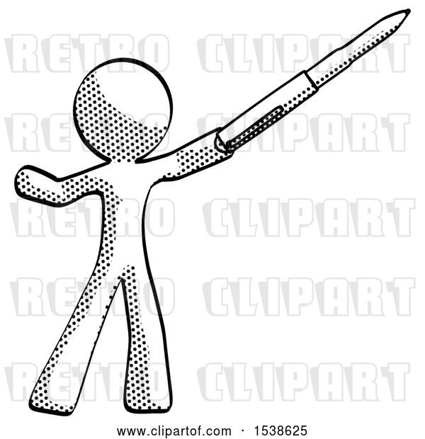 Clip Art of Retro Guy Demonstrating That Indeed the Pen Is Mightier