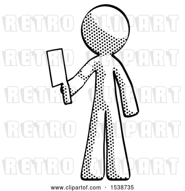 Clip Art of Retro Guy Holding Meat Cleaver