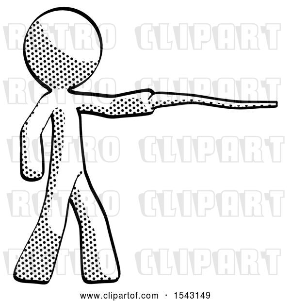 Clip Art of Retro Guy Pointing with Hiking Stick