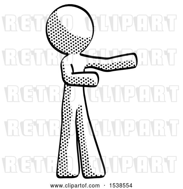 Clip Art of Retro Guy Presenting Something to His Left