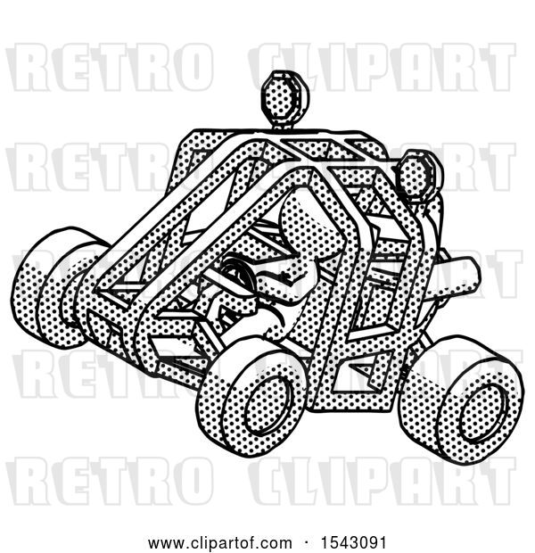 Clip Art of Retro Guy Riding Sports Buggy Side Top Angle View