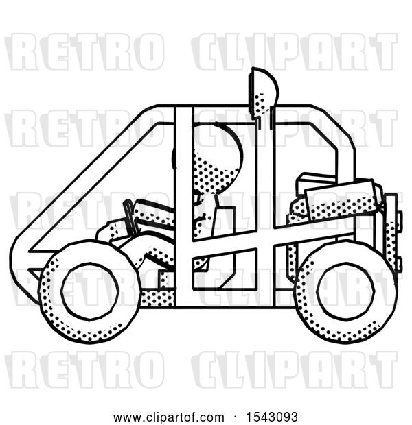 Clip Art of Retro Guy Riding Sports Buggy Side View
