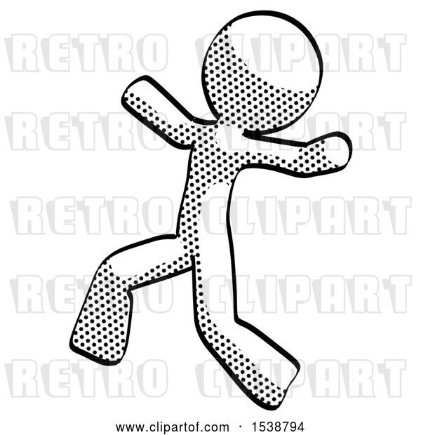 Clip Art of Retro Guy Running Away in Hysterical Panic Direction Left