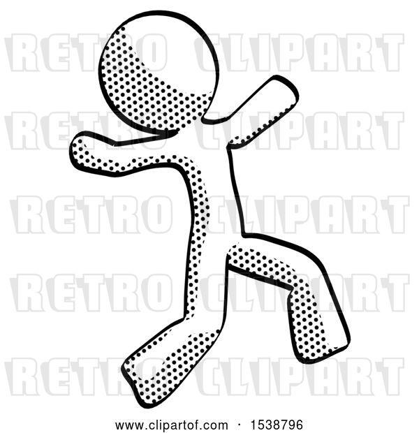 Clip Art of Retro Guy Running Away in Hysterical Panic Direction Right