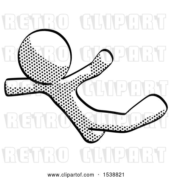 Clip Art of Retro Guy Skydiving or Falling to Death