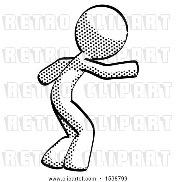 Clip Art of Retro Guy Sneaking While Reaching for Something