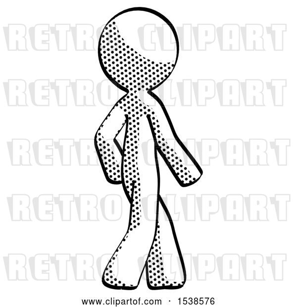 Clip Art of Retro Guy Walking Away Direction Right View