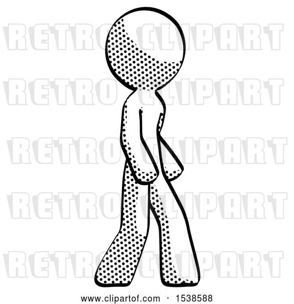 Clip Art of Retro Guy Walking Turned Right Front View