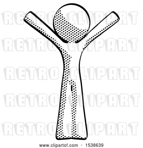 Clip Art of Retro Guy with Arms out Joyfully