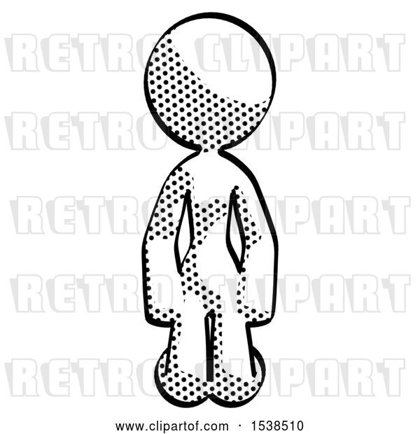 Clip Art of Retro Halftone Design Mascot Lady Kneeling Front Pose