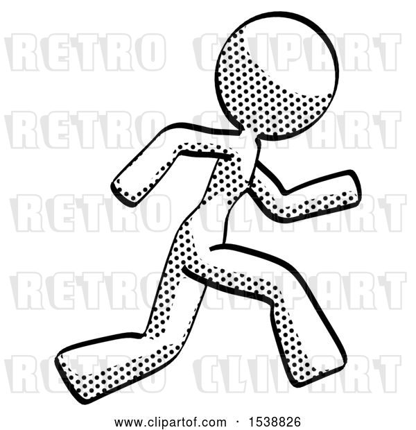 Clip Art of Retro Halftone Design Mascot Lady Running Fast Right