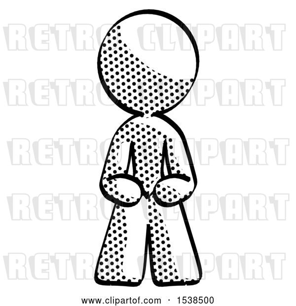 Clip Art of Retro Halftone Design Mascot Lady Squatting Facing Front