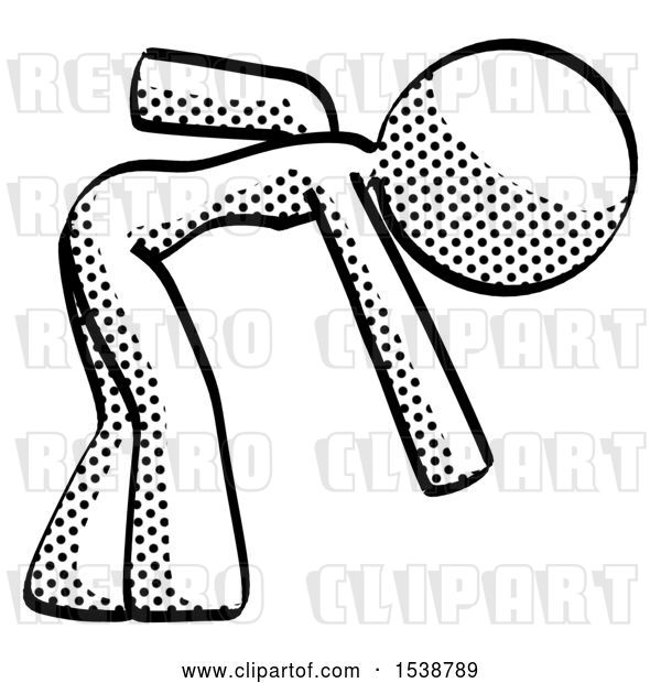 Clip Art of Retro Lady Bent over Picking Something up